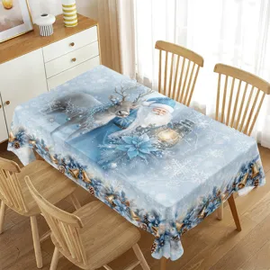 Bellissima tovaglia rettangolare natalizia impermeabile festiva blu decorazione pranzo