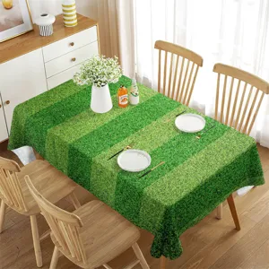 Tovaglia rettangolare impermeabile con vivace motivo in erba verde per decorazione tavola.