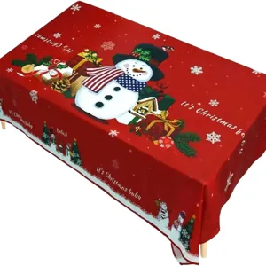 Christmas red rectangular tablecloth waterproof festive holiday table cover decor item