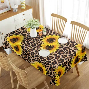 Waterproof Rectangle Tablecloth Spring Floral Table Cloth Stain Resistant Table Cover For Home Kitchen Dining Room Decor