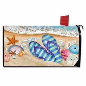 Summer beach mailbox cover waterproof decorative mailbox wrap with seashell floral prints