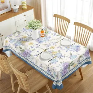 Tovaglia rettangolare impermeabile con elegante motivo floreale primaverile per arredamento.