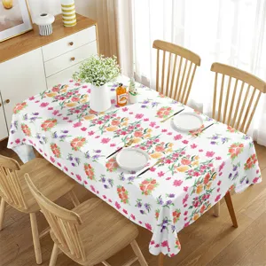 Mantel rectangular floral impermeable para mesa de comedor decoración de primavera.
