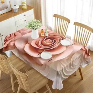 Tovaglia rettangolare impermeabile con elegante stampa di rose in 3D per decorare la tavola