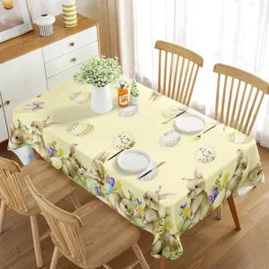 Tovaglia di Pasqua impermeabile rettangolare con coniglietto uova fiori per tavolo