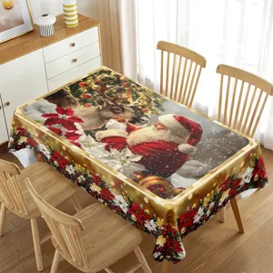 Tovaglia di Natale rettangolare impermeabile festiva decorazione per tavolo da pranzo