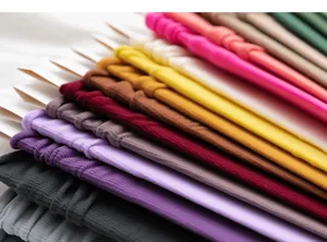 Detailed view of colorful velvet stack socks, soft candy colors and ribbed texture.
