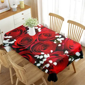 Tovaglia rose rosse impermeabile rettangolare copritavola per sala da pranzo arredamento feste 1pz
