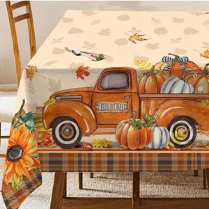 Nappe d'automne citrouille rectangulaire imperméable vieux camion couverture de table déco