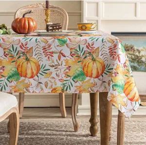 Nappe rectangulaire imperméable citrouille d'automne pour décoration, belle couverture de table.