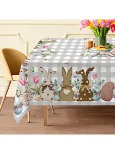 Mantel rectangular decorativo de Pascua con diseño de conejo lindo para la mesa del comedor.