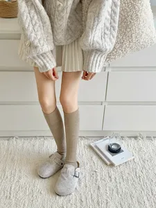 Verdikte kasjmier-achtige gebreide kniekousen voor dames, warme winter Japanse JK stijl lange sokken.