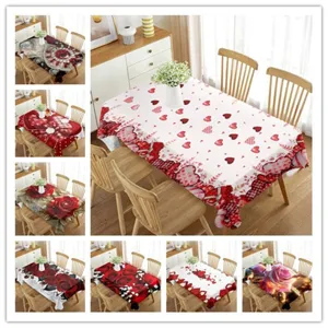 Tovaglia Rettangolare Impermeabile di San Valentino Cuore Rosso Rosa Stampato Copritavola per Decorazione Festa