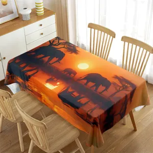 African sunset elephant tablecloth waterproof rectangular table cover home decor