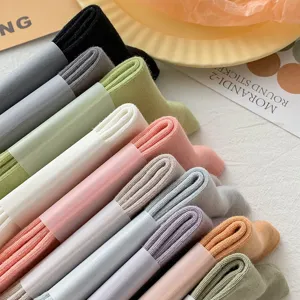 Women colorful cotton socks casual mid tube candy color stacked socks daily wear soft breathable
