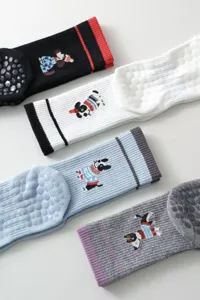Cute dog embroidery non-slip yoga socks five finger pilates athletic socks for women
