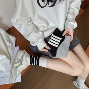 Japanese JK college style mid-calf socks with three stripes, lightweight summer design.
