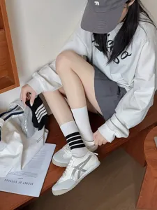 Spring summer thin women socks Japanese JK college style mid-calf stripe trendy socks