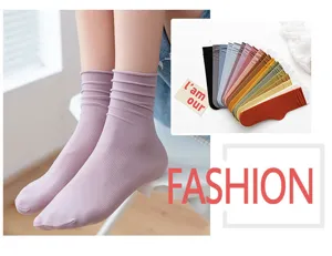 Japanese style velvet stack socks for women thin candy color solid long hosiery soft
