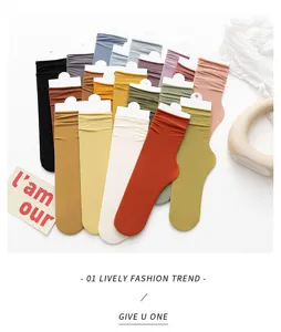 Women thin velvet crew socks candy colors cute Japanese style daily wear fashion hosiery 80c