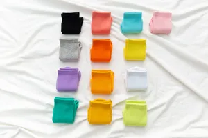Colorful crew socks candy color basic style comfortable cotton socks for women daily wear
