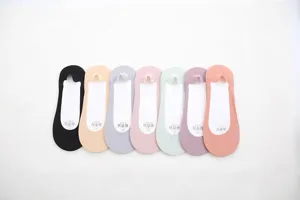Close-up detail of summer ice silk invisible boat socks with silicone anti-slip grip.