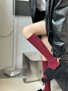 Kniekousen wol winter detail, zachte warme kasjmier mix lange sokken voor dames
