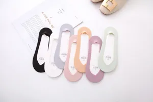 Ice silk shallow cut invisible boat socks, summer thin non-slip no show socks, multi-color.