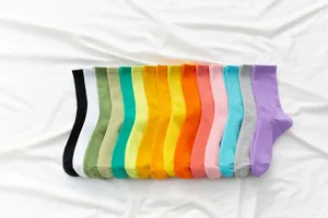 Colorful mid-calf socks for women, candy color long cotton socks, sweet casual style daily wear.