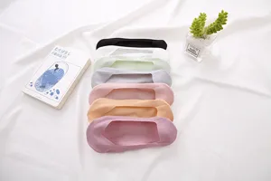 Detailed view of thin summer invisible boat socks with ice silk cotton bottom, multi-color.