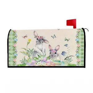 Housse de boîte aux lettres de Pâques avec joli motif de lapin et œufs pour le printemps.