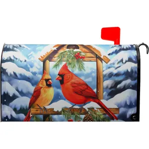 Dekoratives Briefkasten-Cover für den Außenbereich mit Winter-Kardinalvögeln und Schnee, robust.