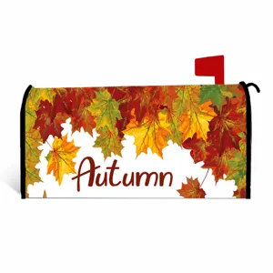 Autumn magnetic mailbox cover with maple leaves pattern for outdoor garden mailbox decoration.