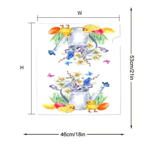 Massdetails der floralen Frühlings-Briefkastenabdeckung mit süßem Aquarell-Küken- und Blumenmuster.