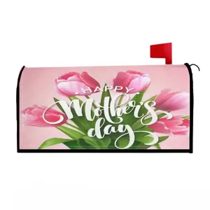 Cover per cassetta delle lettere floreale primaverile con tulipani rosa, decorazione.