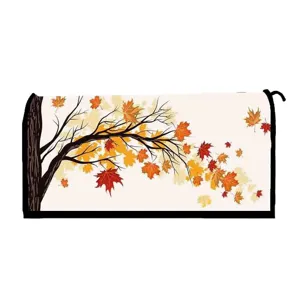Autumn maple leaf magnetic mailbox cover outdoor waterproof decor standard size seasonal.