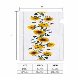 Detaillierte Größentabelle für Sonnenblumen-Briefkastenabdeckung, Maße klar dargestellt.
