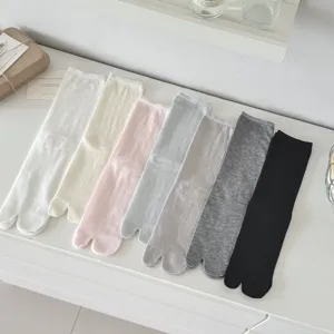 solid color split toe socks women breathable cotton mid-tube socks casual 7 pairs set