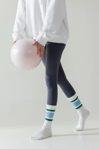 White yoga socks women long sports socks fitness pilates running socks detail display view