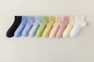 Atmungsaktive Baumwoll-Netz-Kurzsocken Detailansicht, Sommer flache Knöchelsocken Bunt-Set.