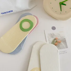 Women short boat socks summer thin cotton color-block non-slip invisible socks detail view