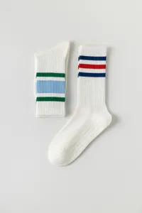 White yoga socks for women, long athletic fitness pilates socks with anti-slip grip dots.