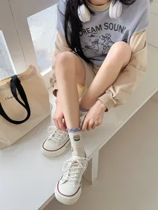 Cute mesh ruffle women socks breathable summer cotton mid tube casual fashion hosiery