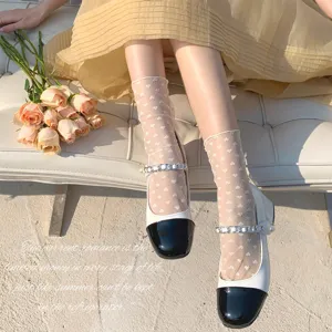 Calze donna trasparente rete cuore pizzo estate sottile traspirante stile college dolce