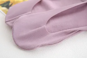 Women's ice silk shallow invisible boat socks close-up view showing soft breathable ribbed texture
