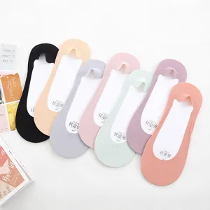 Women Ice Silk Cotton Low Cut No Show Boat Socks Summer Thin Anti-Slip Invisible Shallow Mouth Casual Socks