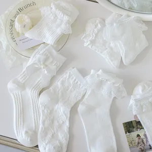 Chaussettes Lolita en dentelle blanche nœud mignon JK bas esthétiques d'été chaussettes fines