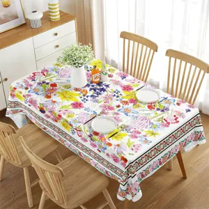 Mantel floral primavera verano decoración de mesa de comedor tela impermeable hogar