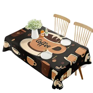 Rechthoekige waterdichte koffietafelkleed, moderne zwarte eettafelhoes voor decoratie.