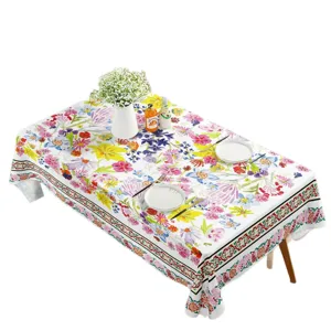 Mantel floral rectangular impermeable cubierta de mesa para decoración del hogar primavera verano.